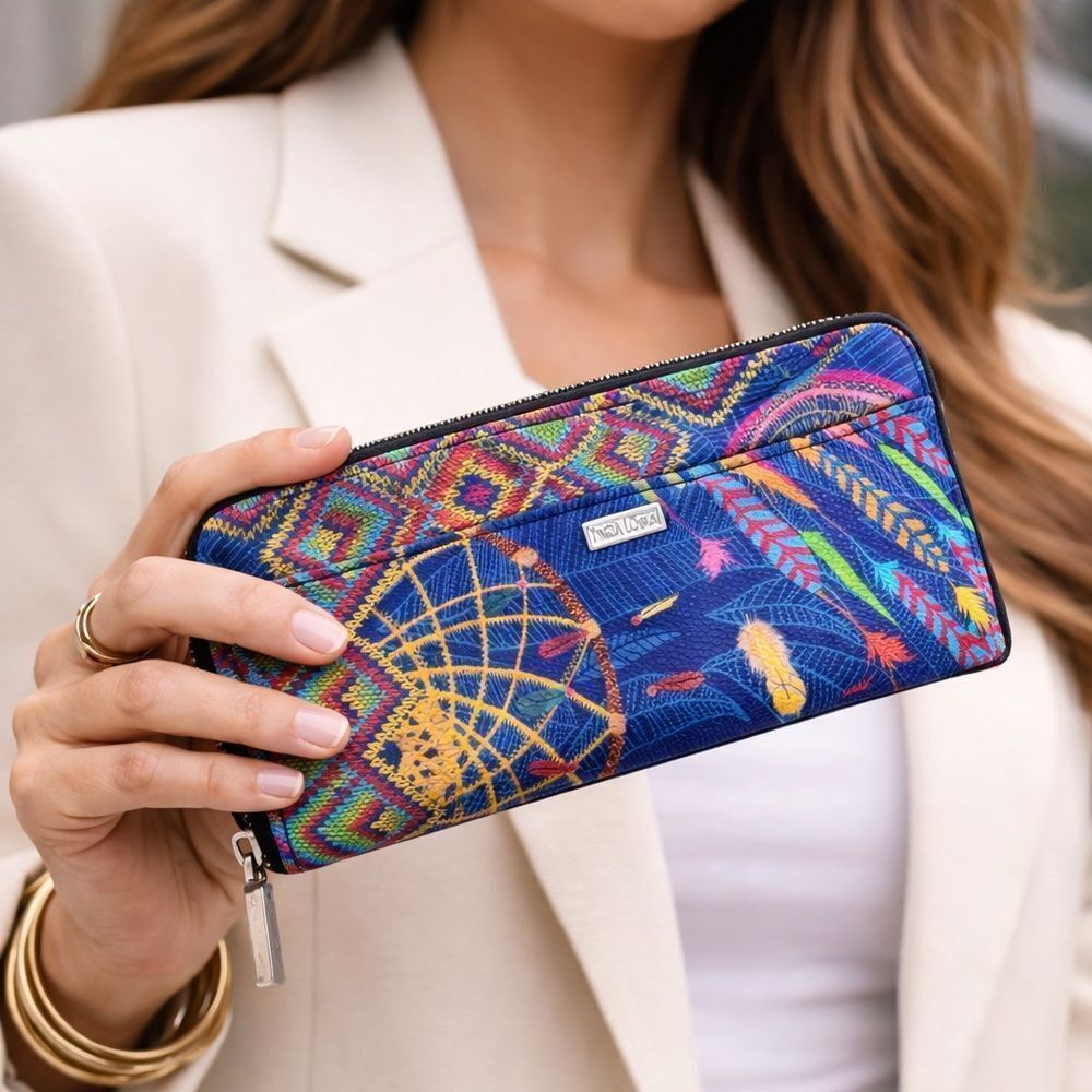Pineda Covalin Zip Around Wallet – Dreamcatcher Print | Mexican Luxury Designer